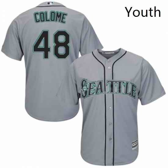 Youth Majestic Seattle Mariners 48 Alex Colome Replica Grey Road Cool Base MLB Jersey